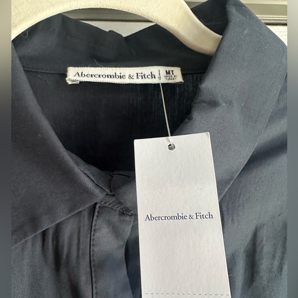 Abercrombie & Fitch Black Poplin ShirtDress, size M Tall - Picture 5 of 12